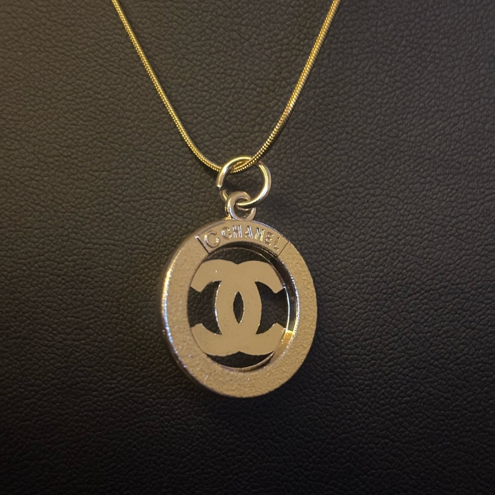 Chanel Zipper Pull Gold and Green Pendant Necklace - Picture 3 of 5